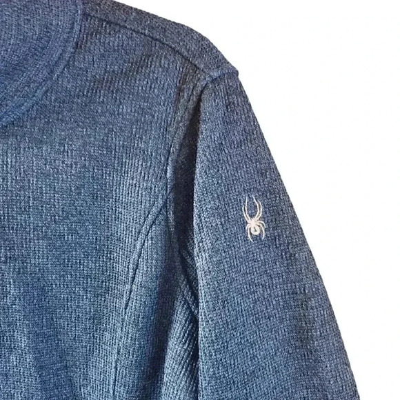 Spyder Men Fleece Jacket Full Zip Blue Heathered Knit Casual Size XL - Picture 4 of 9